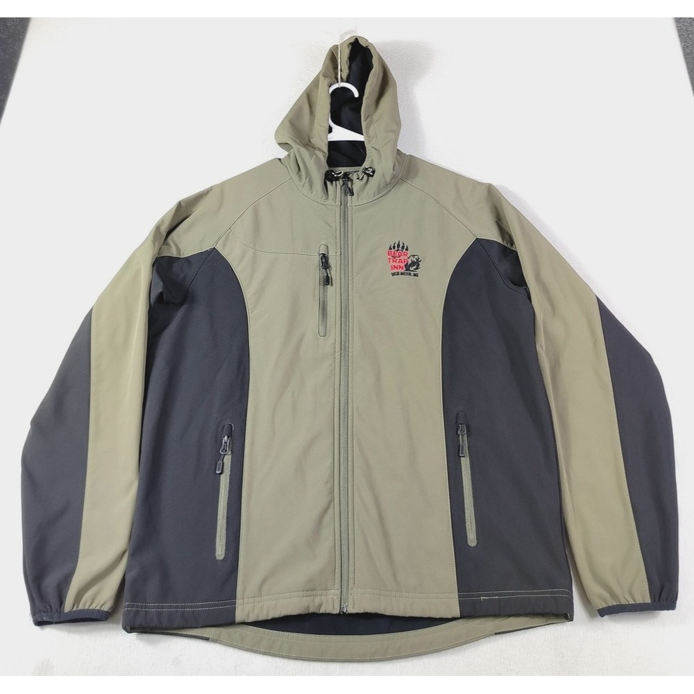 Landway Soft-Shell Jacket Mens Medium Green Bear Trap Inn Van‎ Meer MI Hooded
